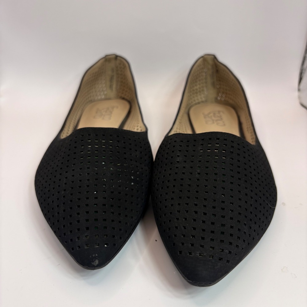 Franco Sarto Hazeline2 Black Perforated Pointed Toe Flats Womens‎ 8.5M - Picture 2 of 8